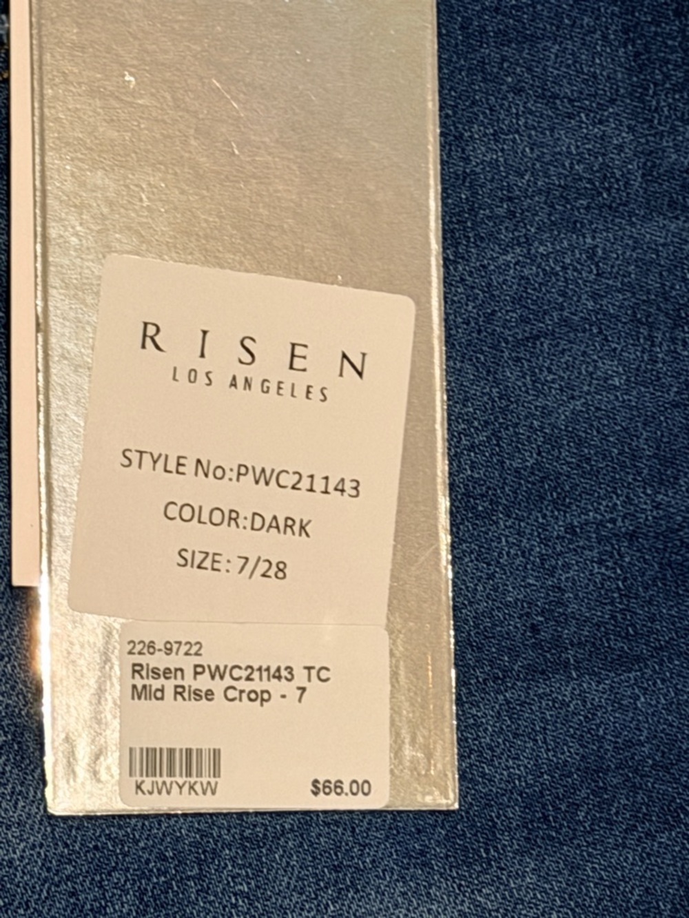 High-Rise mid-rise crop Jeans by Risen size 7, waist 28 tummy control - Picture 4 of 6